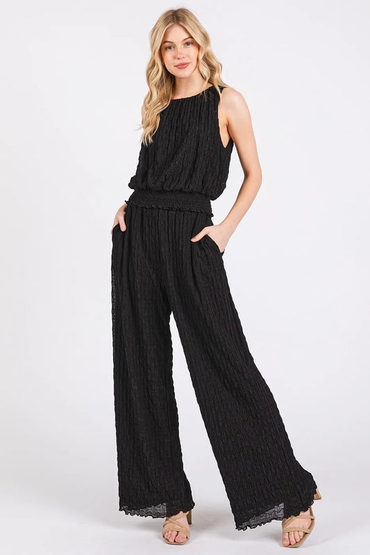 Image of Mittoshop Textured Stretchy Crop Tank and Pants Set | Queeble.shop