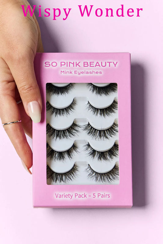 Image of SO PINK BEAUTY Mink Eyelashes Variety Pack 5 Pairs | Queeble.shop