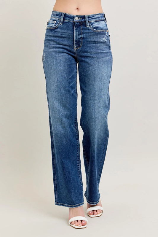 Image of Judy Blue Full Size High Waist 90's Straight Leg Jeans Plus Size | Queeble.shop