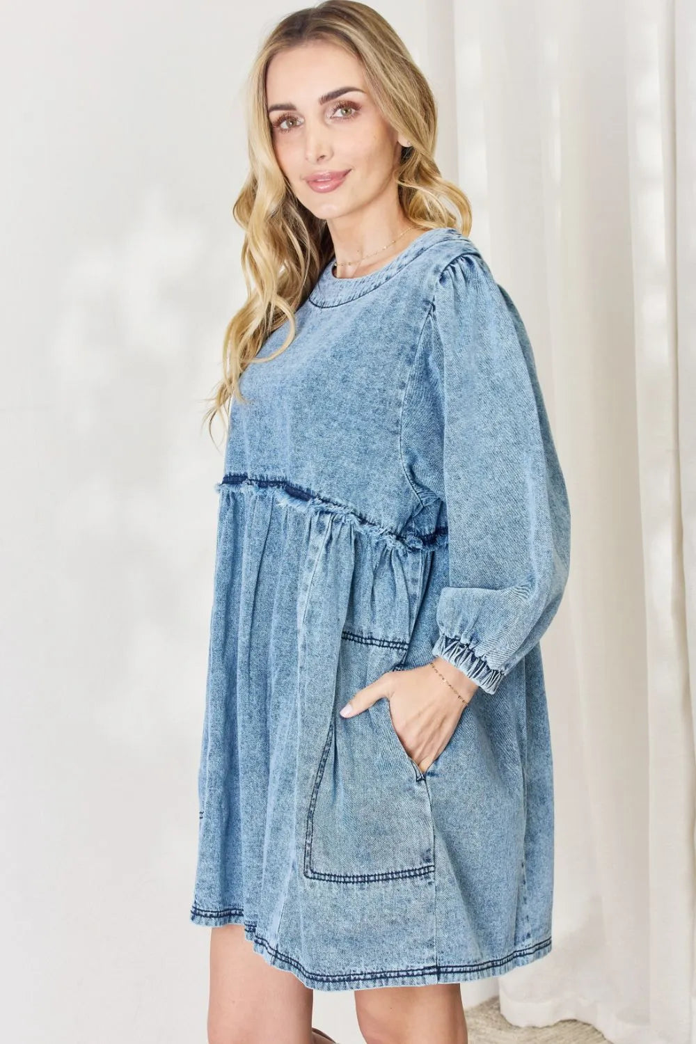 Image of HEYSON Full Size Oversized Denim Babydoll Dress | Queeble.shop