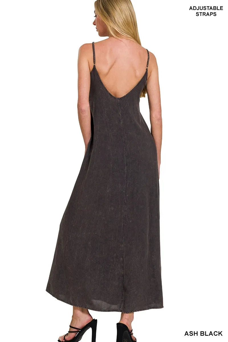 Image of Zenana Mineral Washed Rayon Challis Cami Dress | Queeble.shop