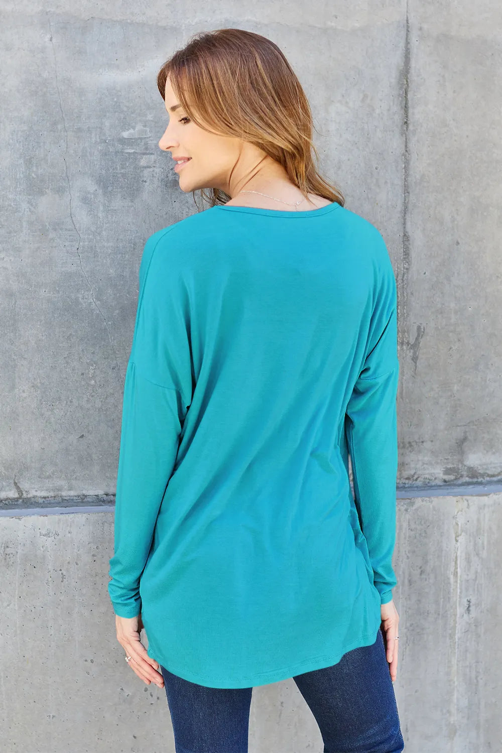 Image of Basic Bae Full Size Round Neck Dropped Shoulder T-Shirt | Queeble.shop