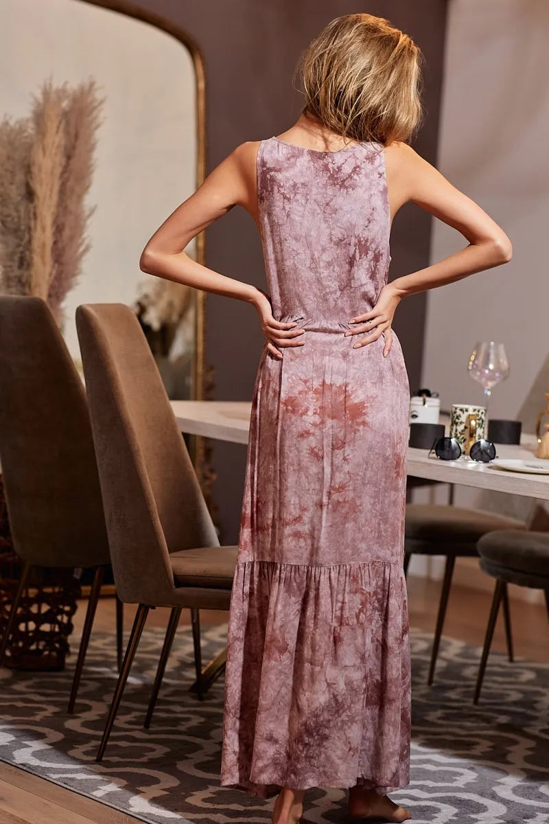 Image of BiBi Tie-Dye Sleeveless V-Neck Dress | Queeble.shop