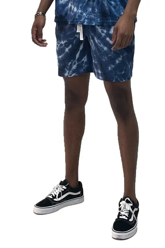 Image of WEIV Men's Full Size Cyclone Pinwheel Tie-dyed Sweat Shorts Plus Size | Queeble.shop