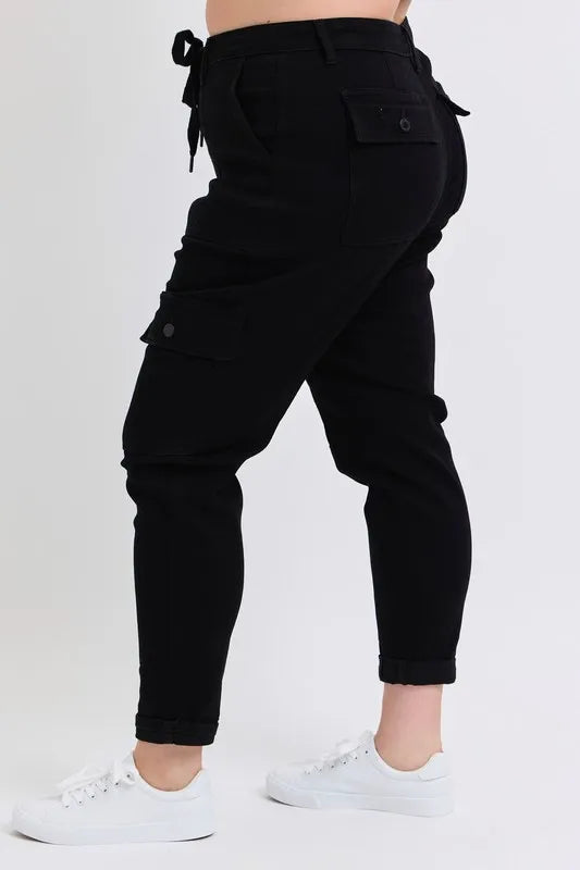 Image of Judy Blue Full Size High Waist Cargo Cuffed Jogger Plus Size | Queeble.shop