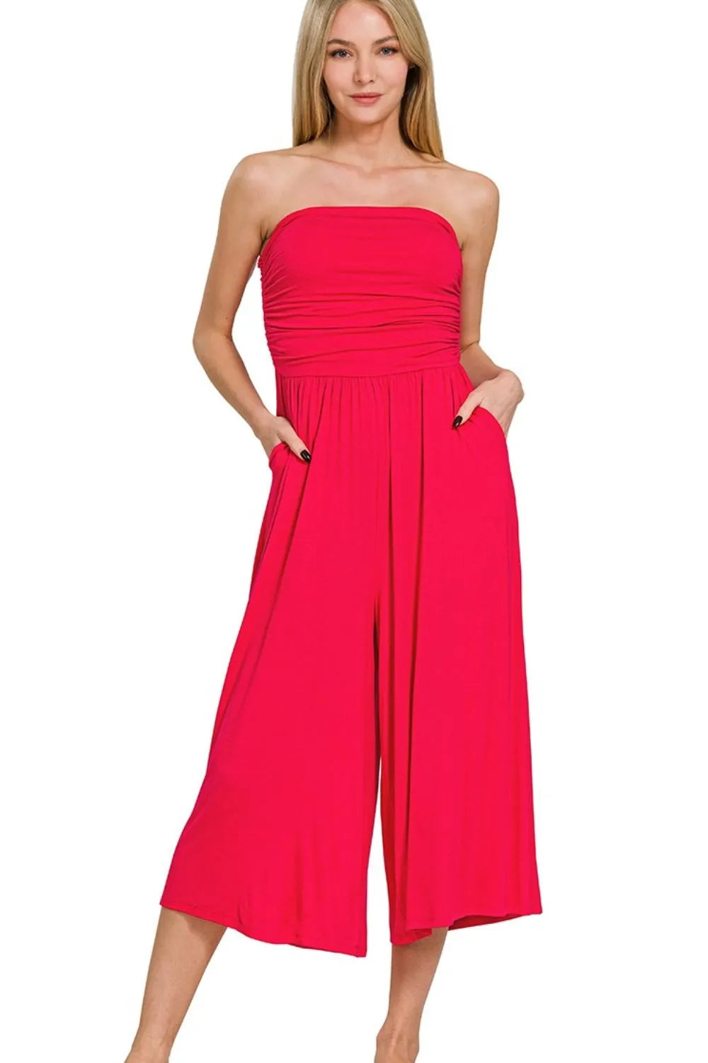 Image of Zenana Double Layered Strapless Tube Top Jumpsuit | Queeble.shop