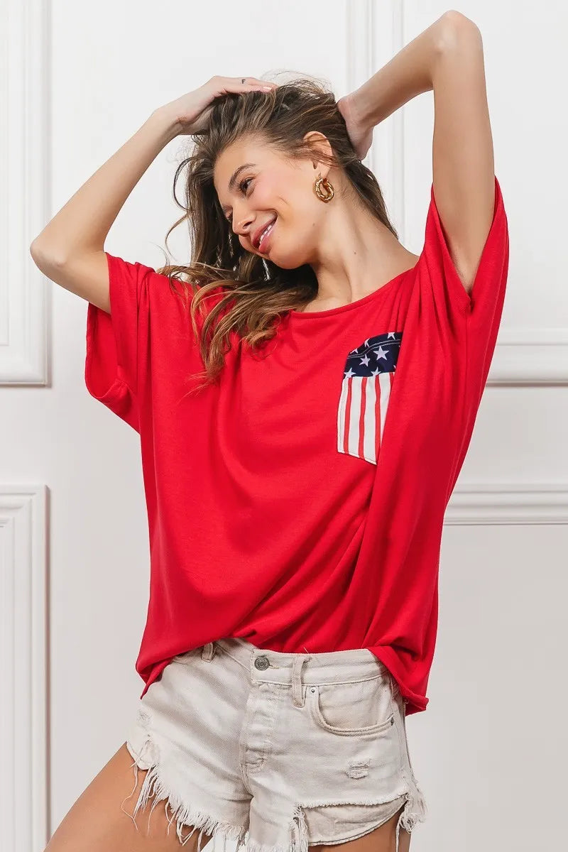Image of BiBi French Terry With Front Pocket Dolman Sleeves Top | Queeble.shop