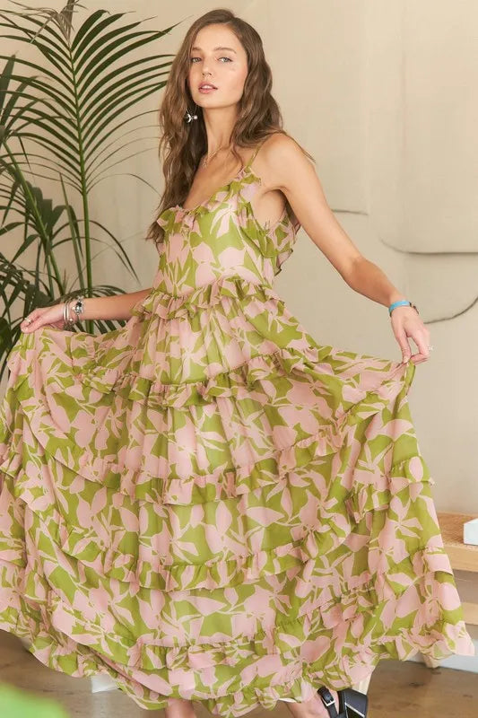 Image of ADORA Ruffled Tiered Scoop Neck Cami Dress | Queeble.shop