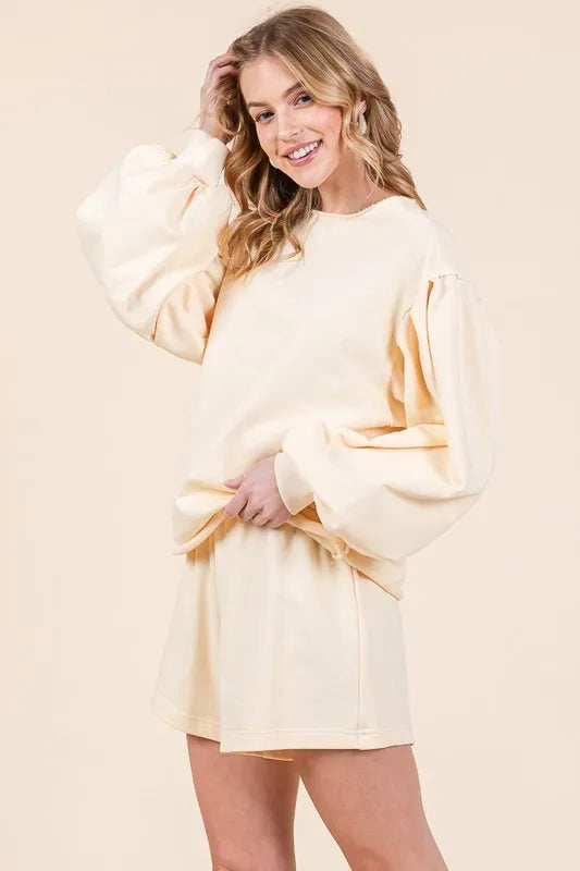 Image of Lime 'N' Chili French Terry Sweatshirt and Shorts Set | Queeble.shop