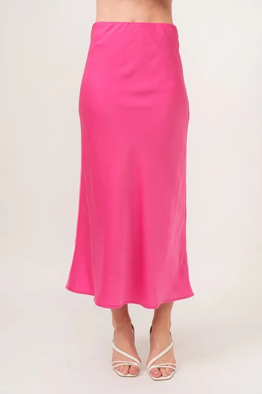 Image of And The Why Solid Satin Midi Skirt | Queeble.shop